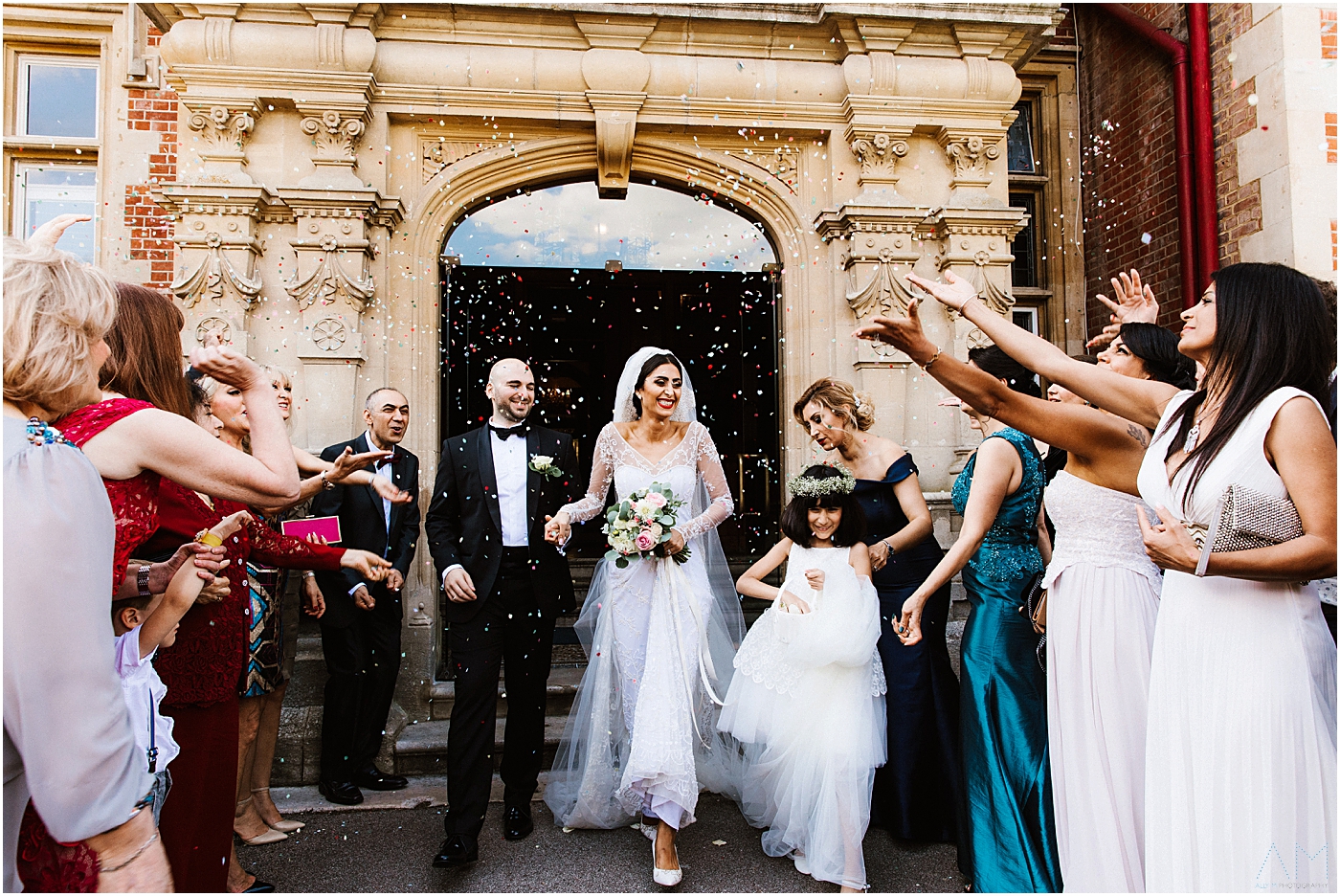 confetti throwing at Pendley Manor