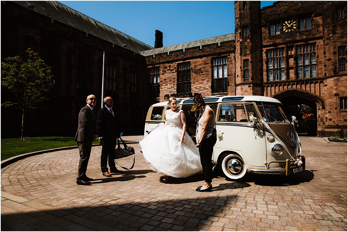 Bride arrives at Bolton school