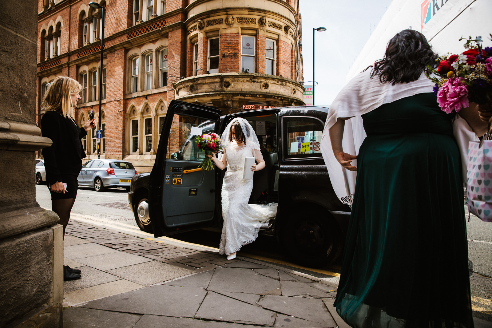 Bride arrives at Albert Chop House