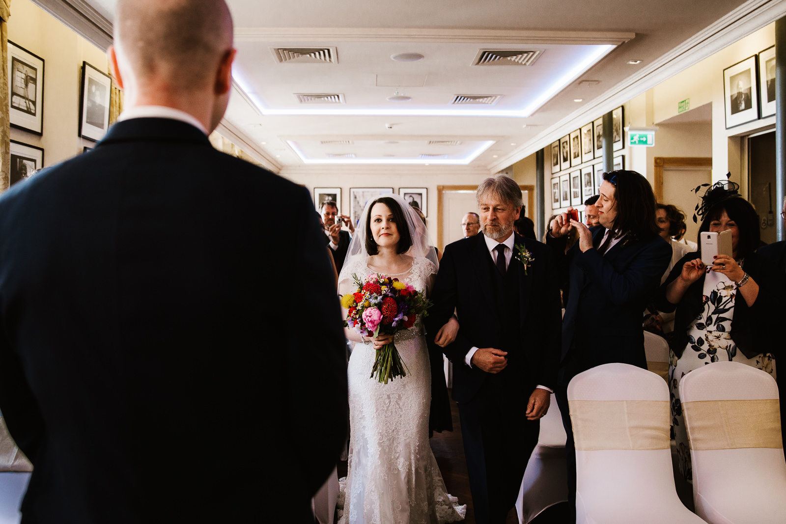 Bride looks at her husband to be for the first time