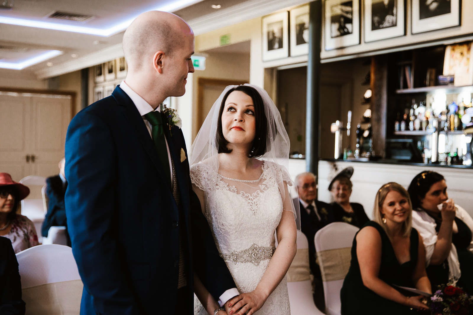 Bride smiling at her man