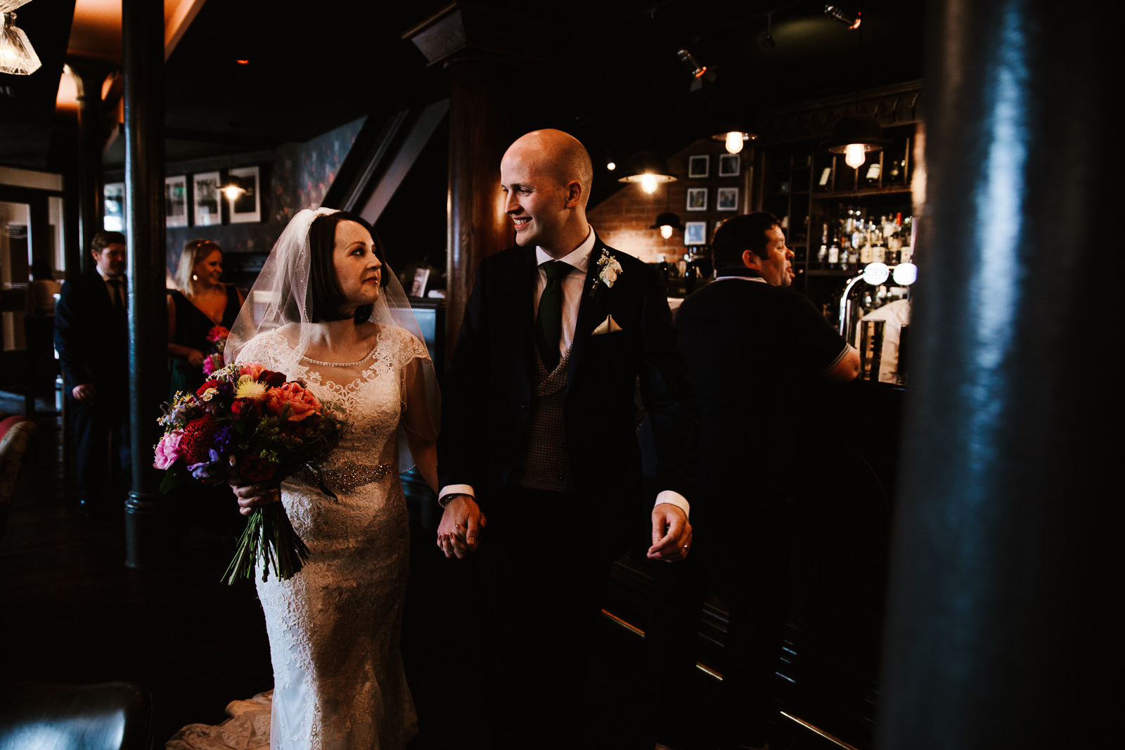 Bride and groom just married