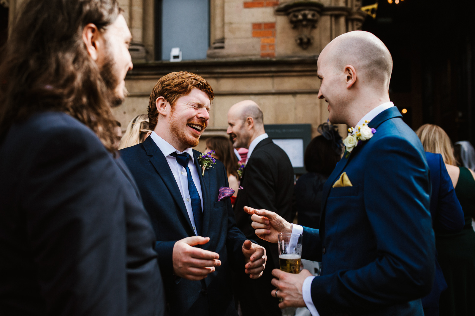 Best man laughing