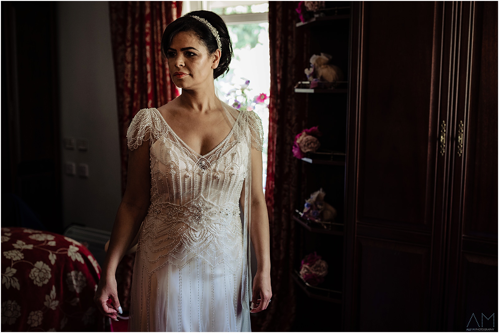 Beautiful bride in her wedding dress