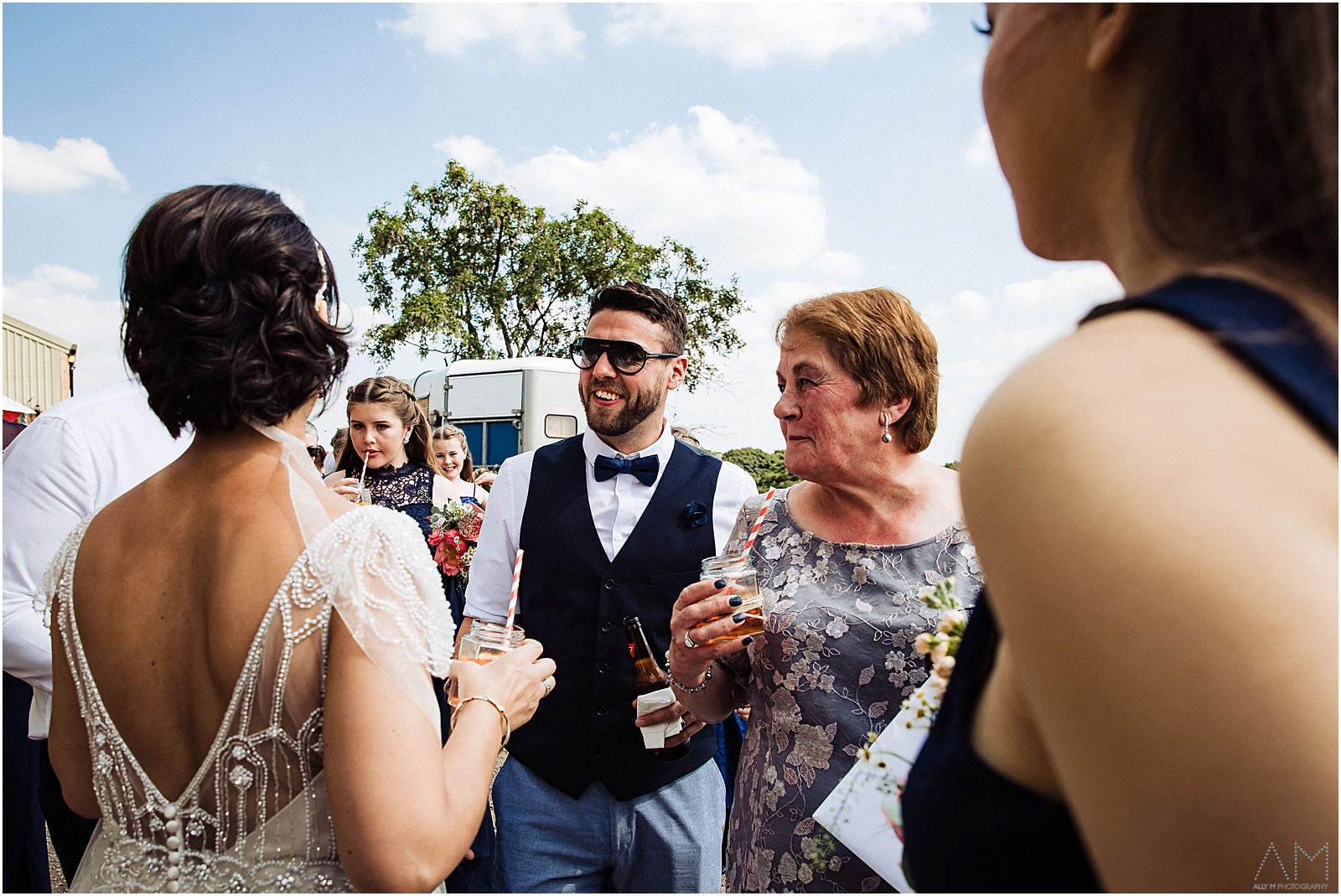 Wedding guest smiling