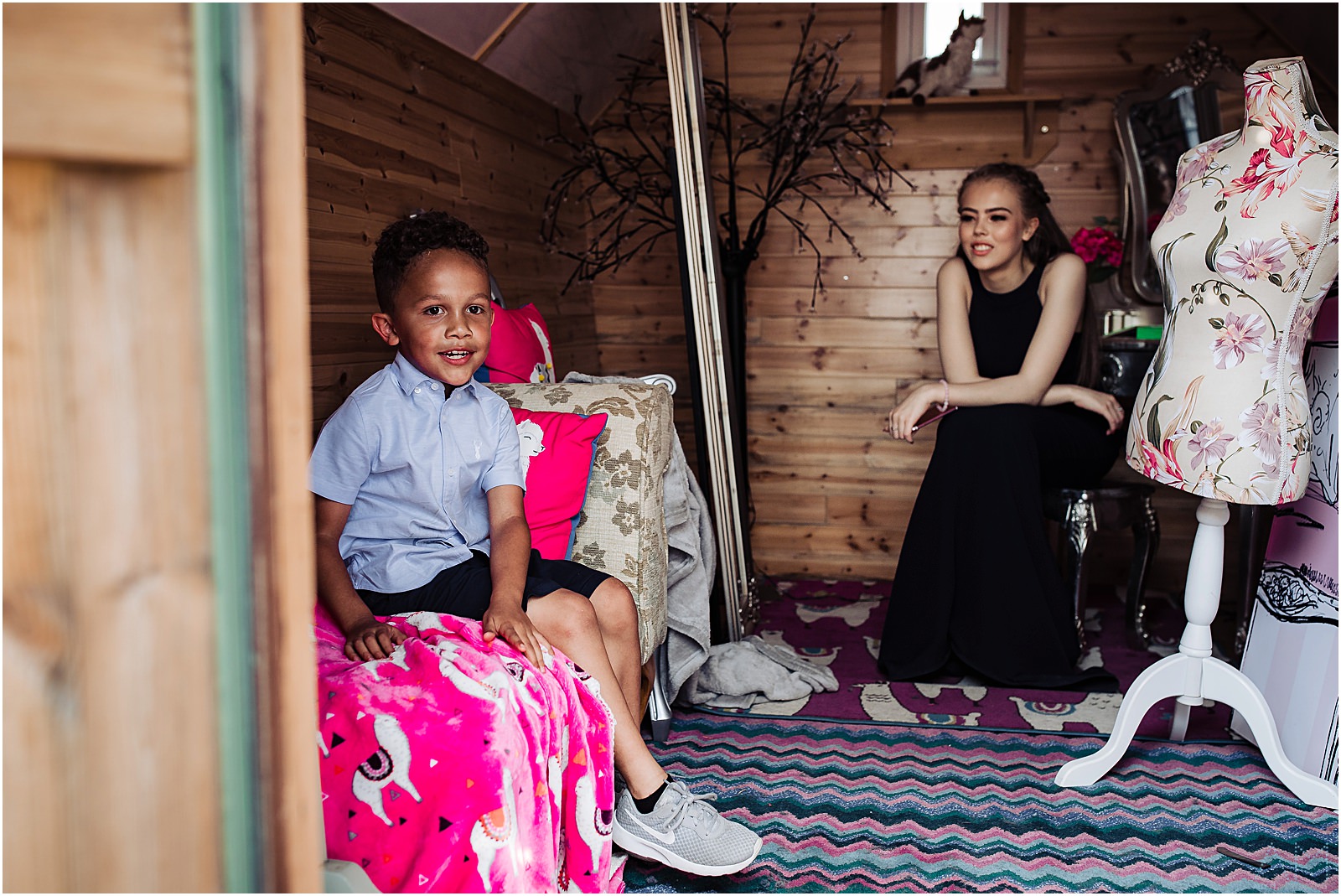 Kids hiding in carriage