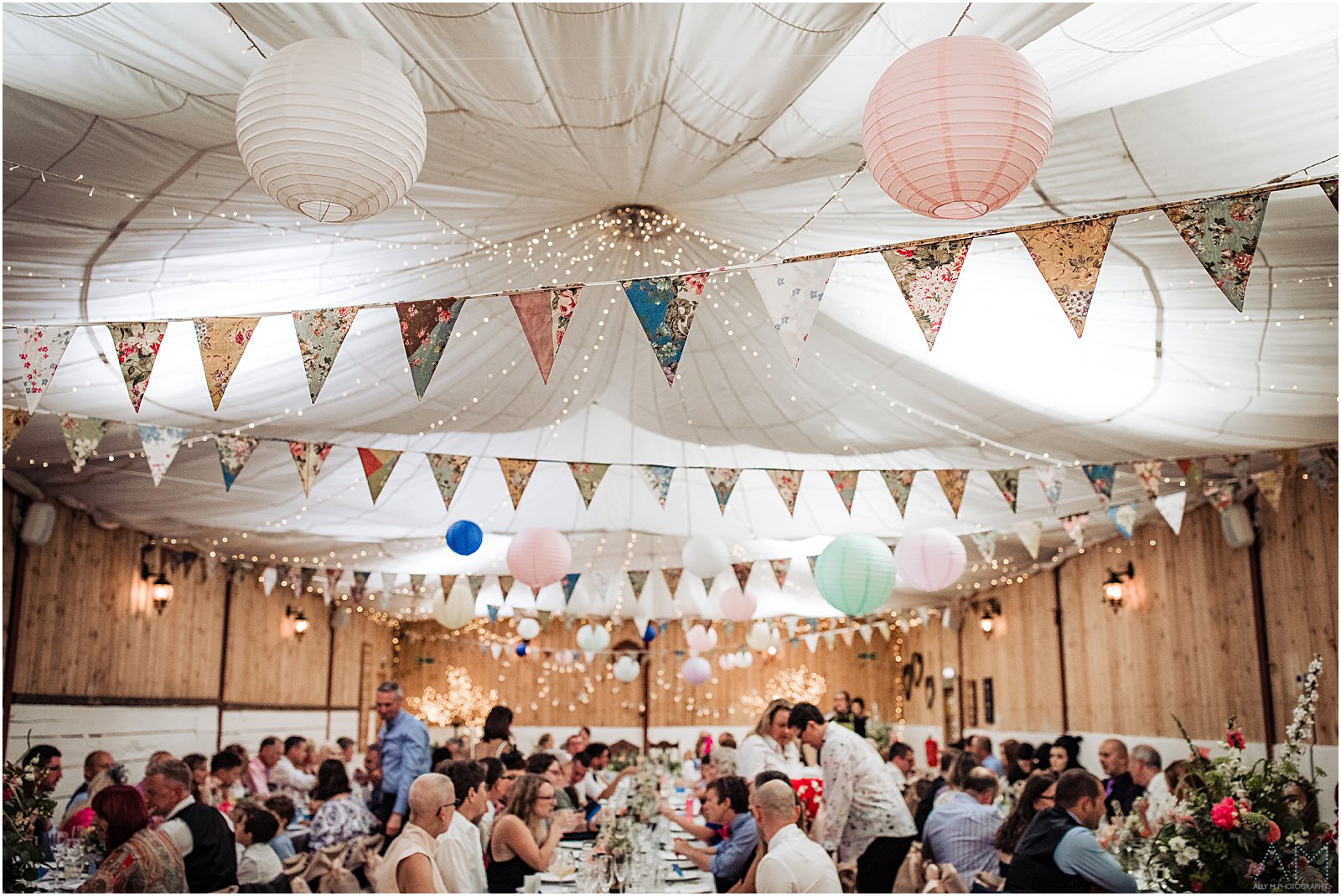 Wedding guests sat down for wedding breakfast