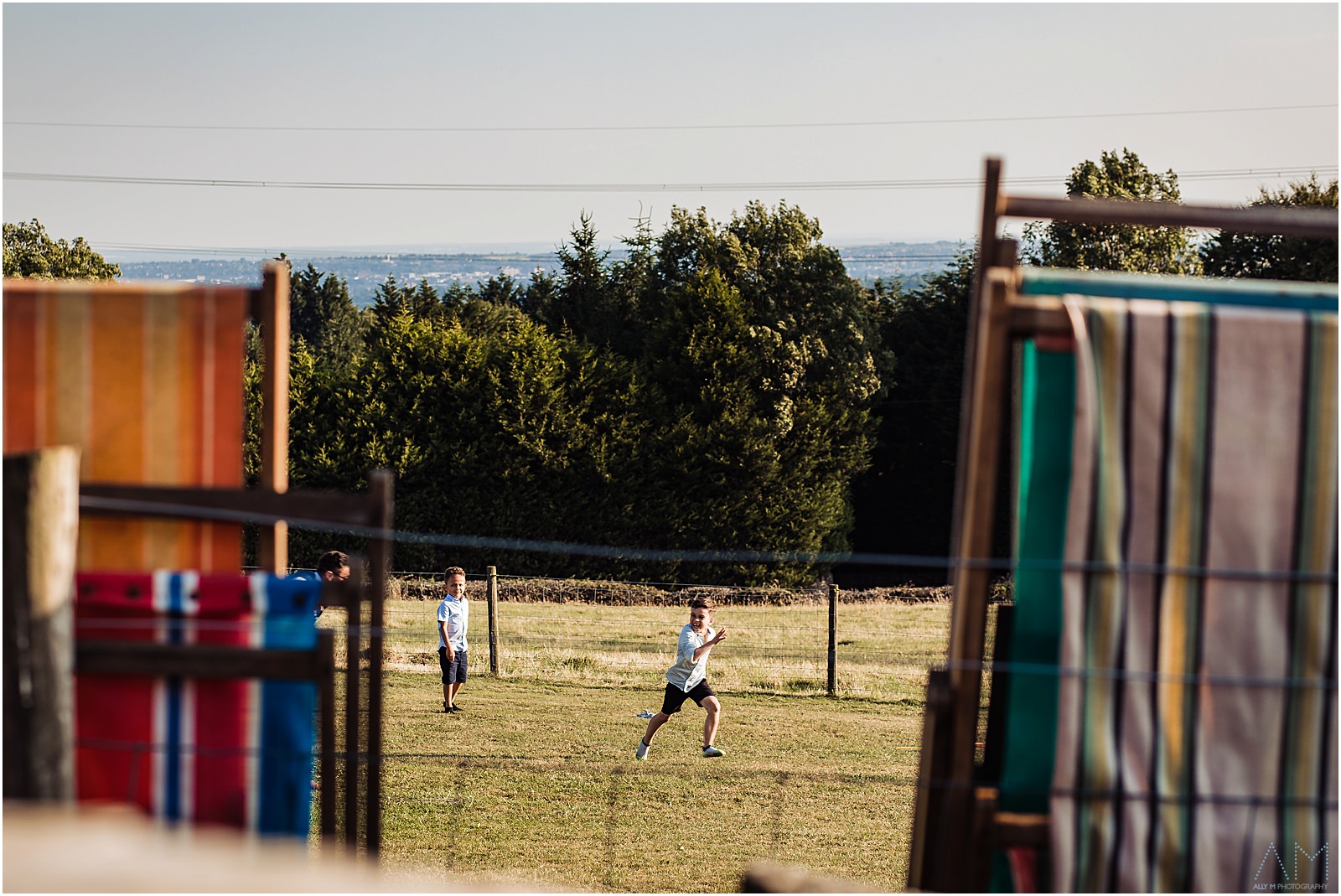 Kids running on the lawn