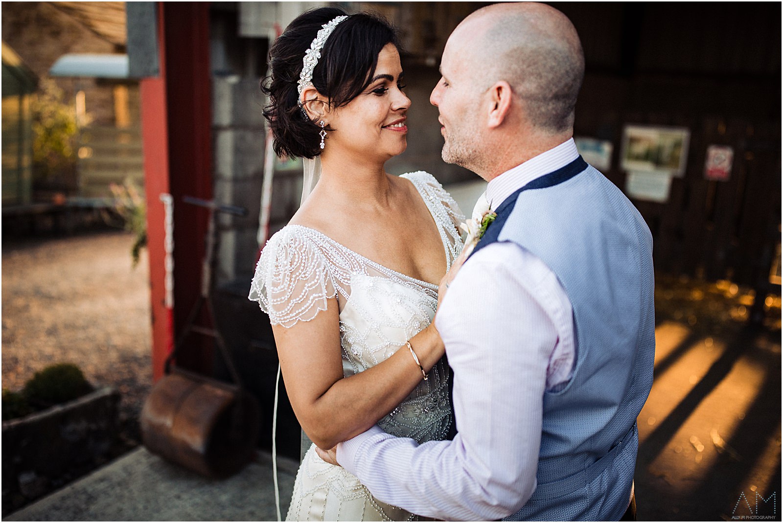Bride and groom at wellbeing farm