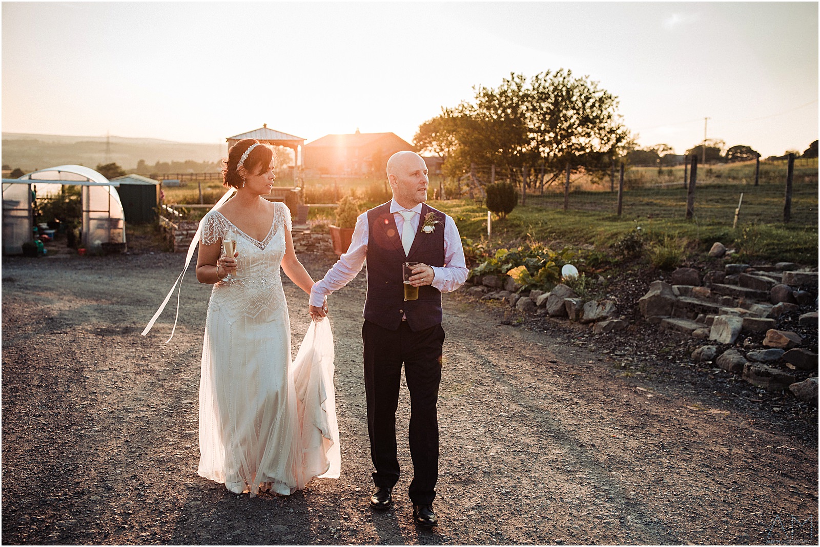 Sunset wedding photo