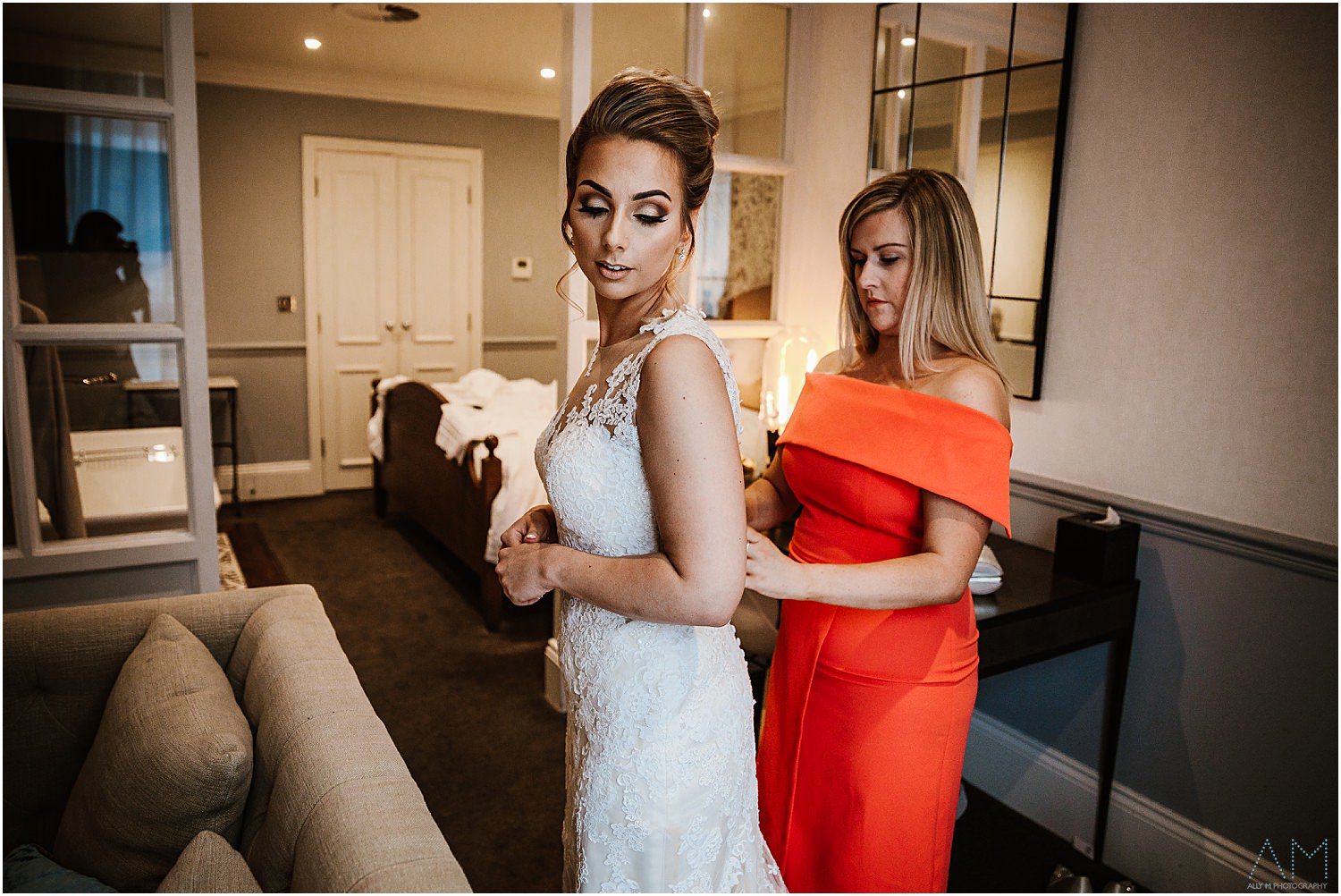 Bride in her wedding dress at King street townhouse