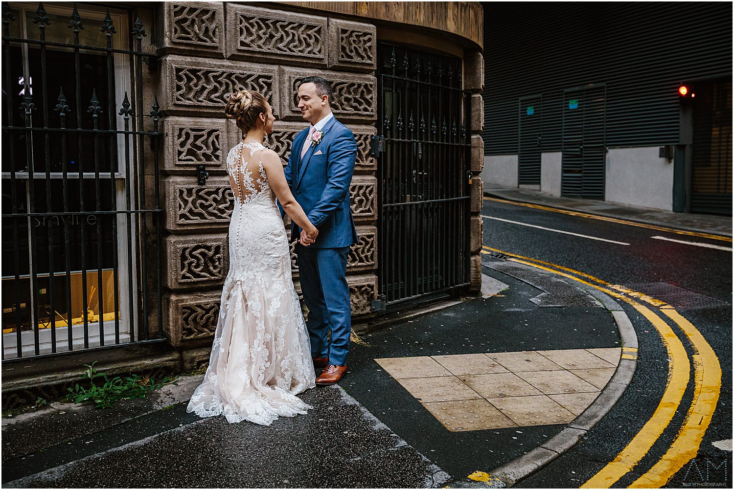 Portrait of bride and groom in Manchester