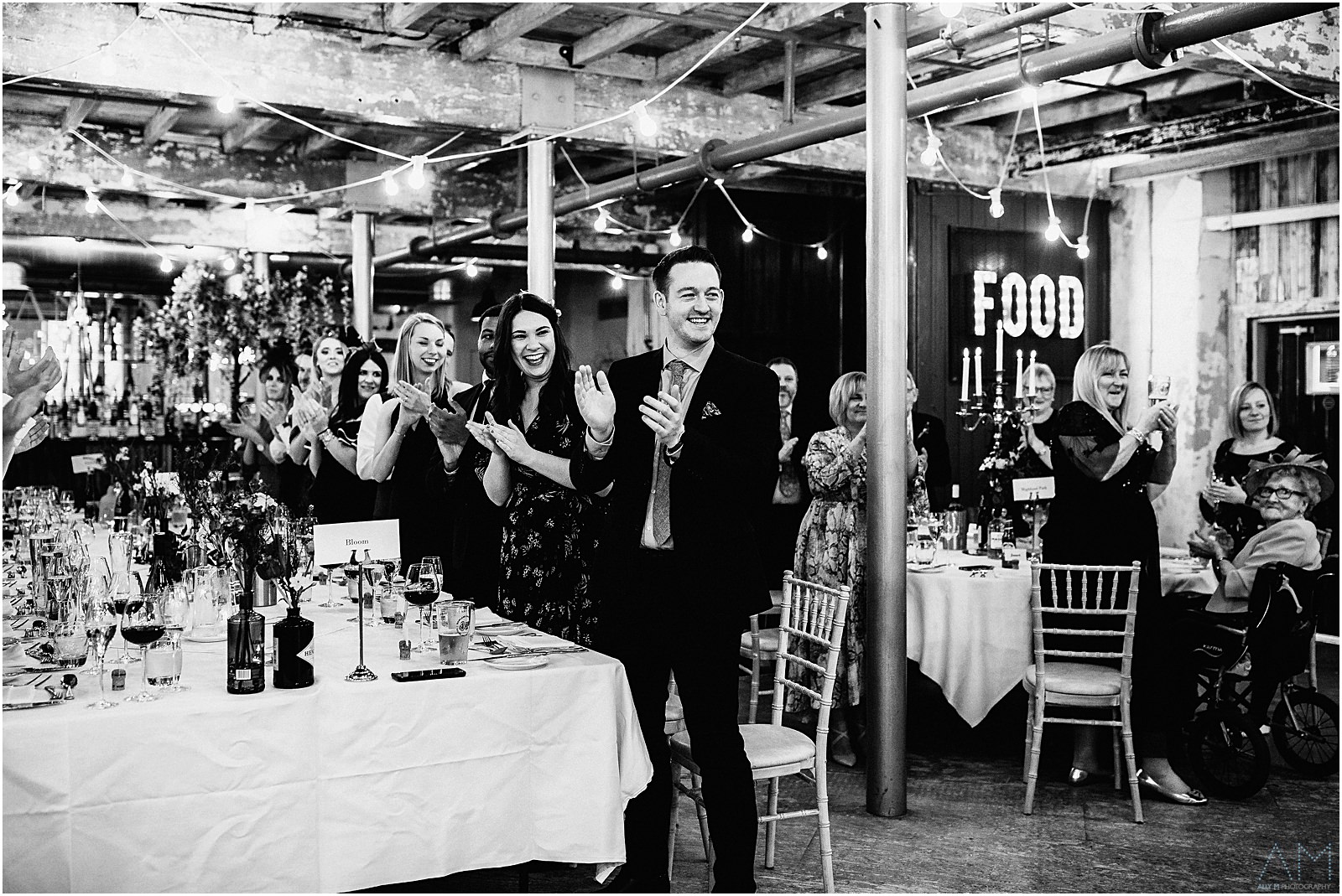 Holmes Mill Wedding | Gabby & Paul 29 Wedding guests clapping
