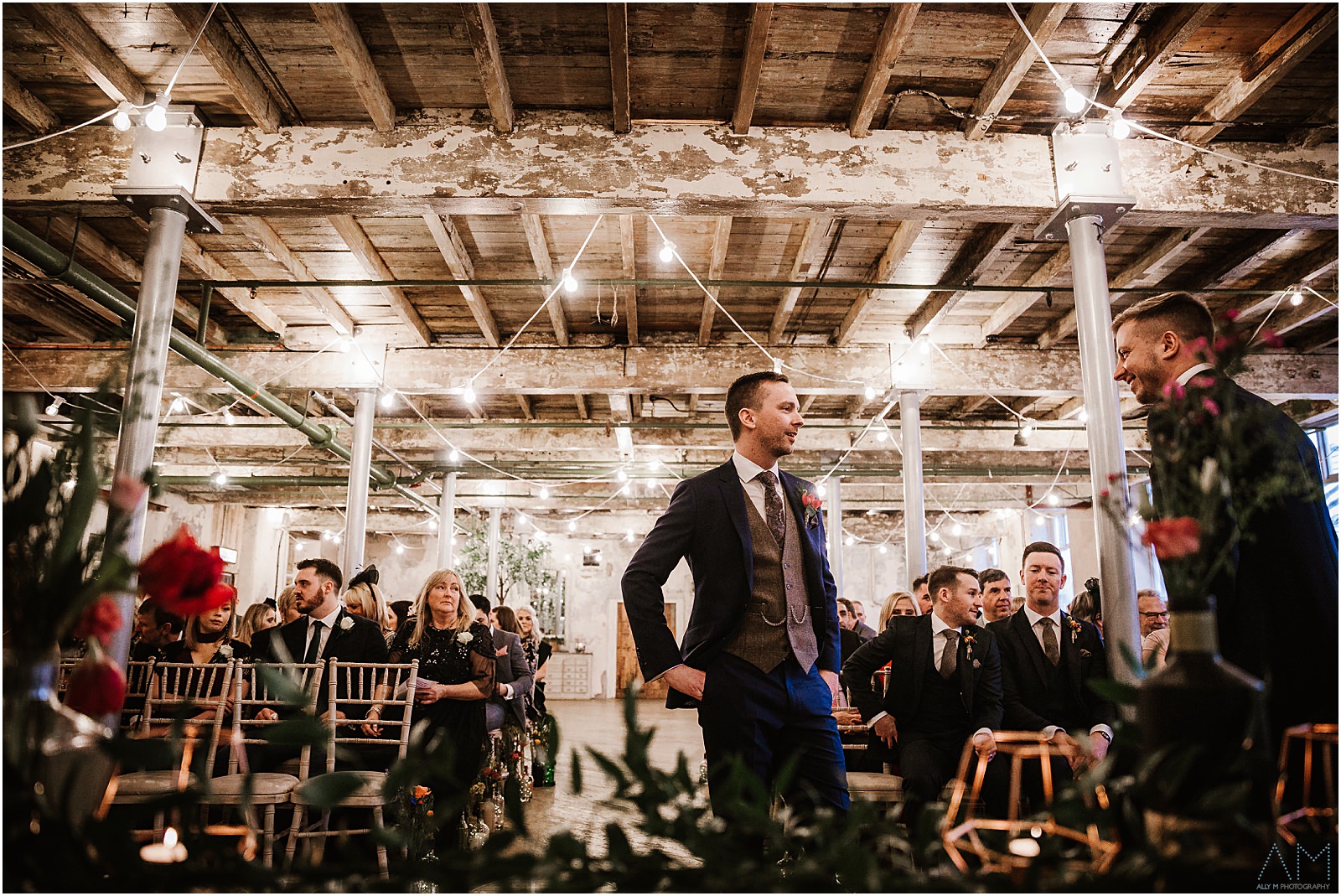 Holmes Mill Wedding | Gabby & Paul 14 Groom and best man waiting for the bride.
