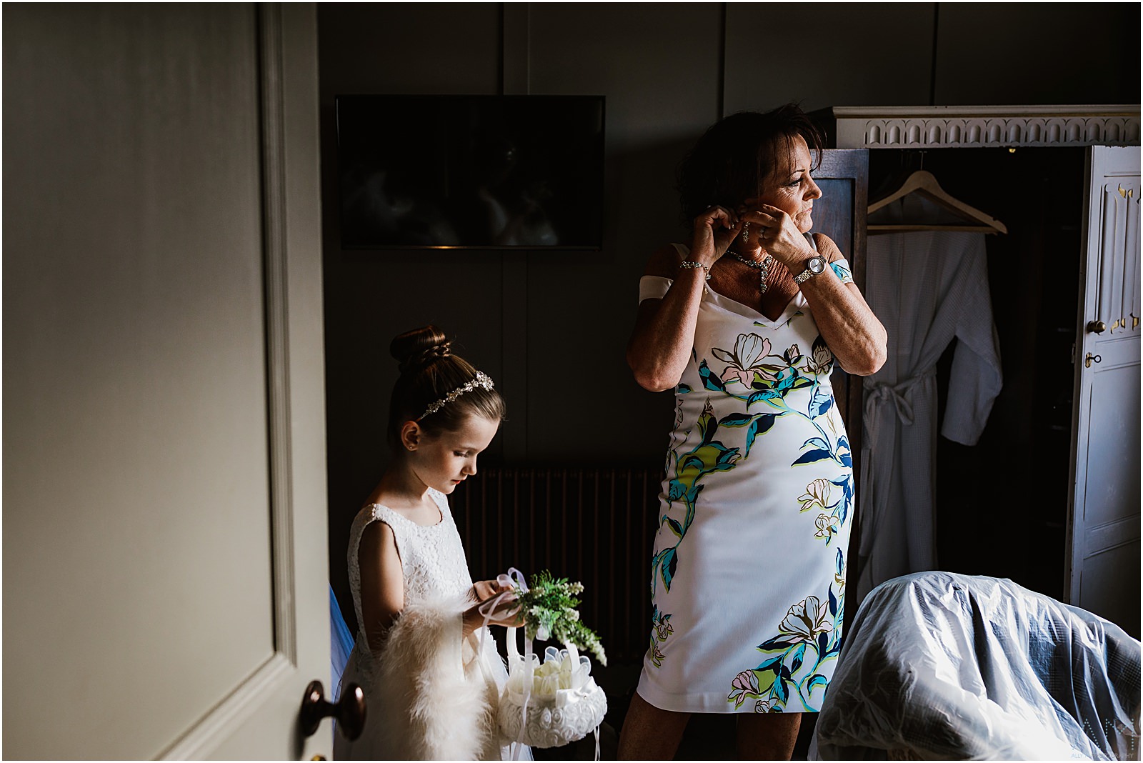 Grandma and daughter getting ready for the wedding