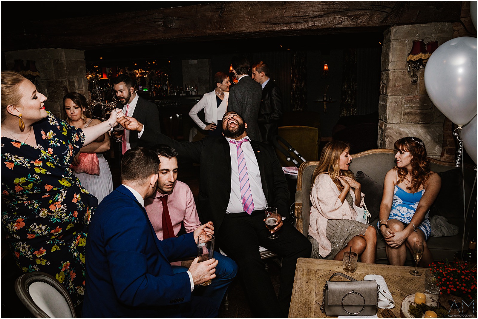Wedding guests having fun