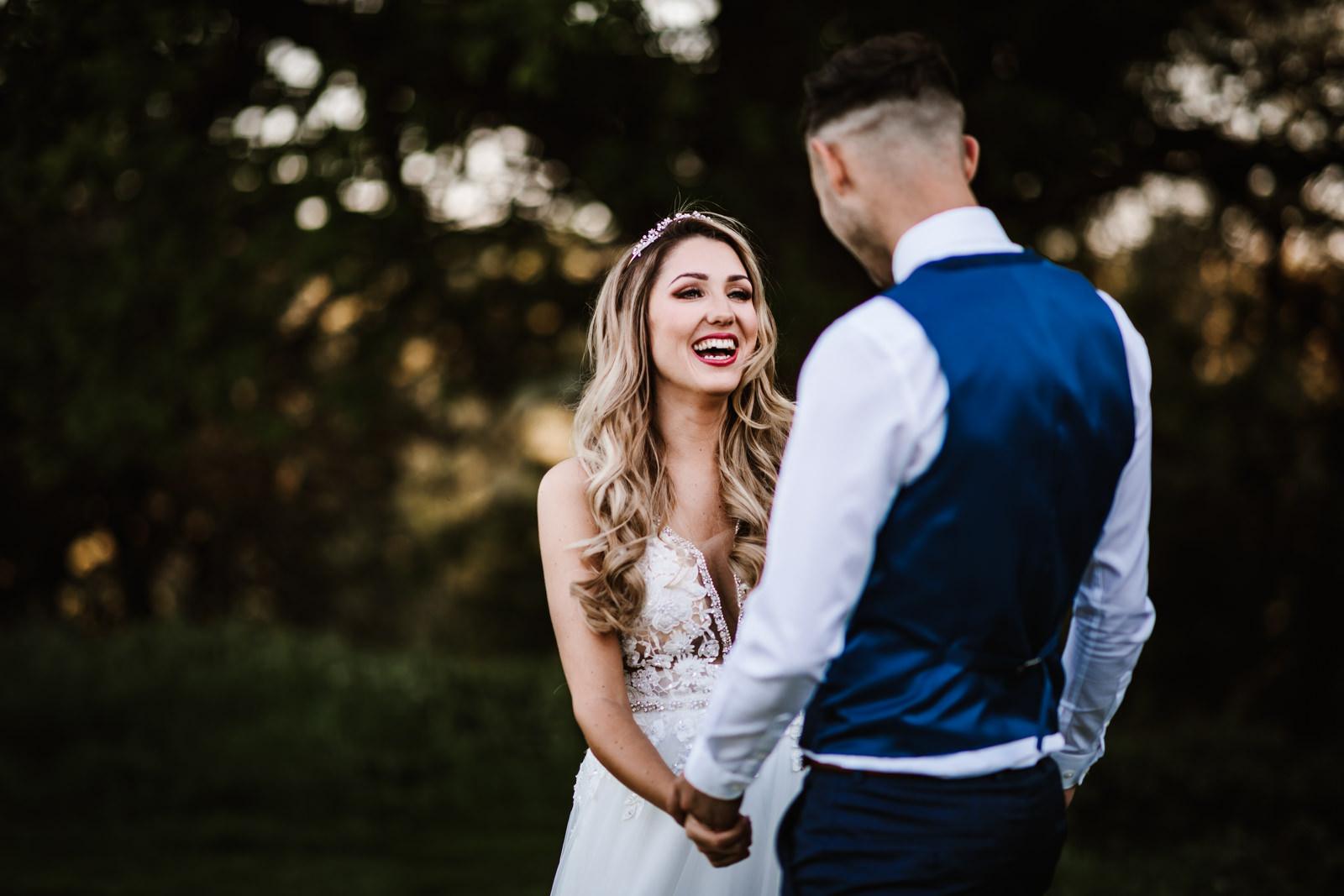 Bride and groom at Hyde Banks Farm