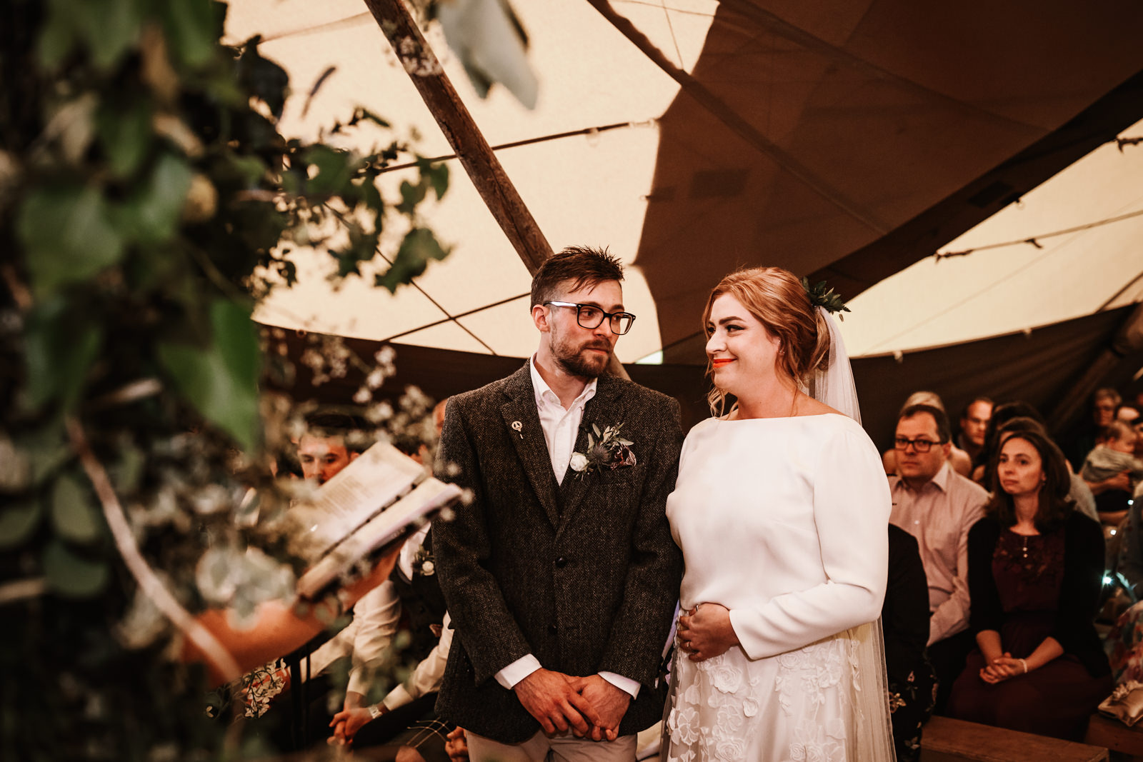 Bride and groom during the humanist ceremony