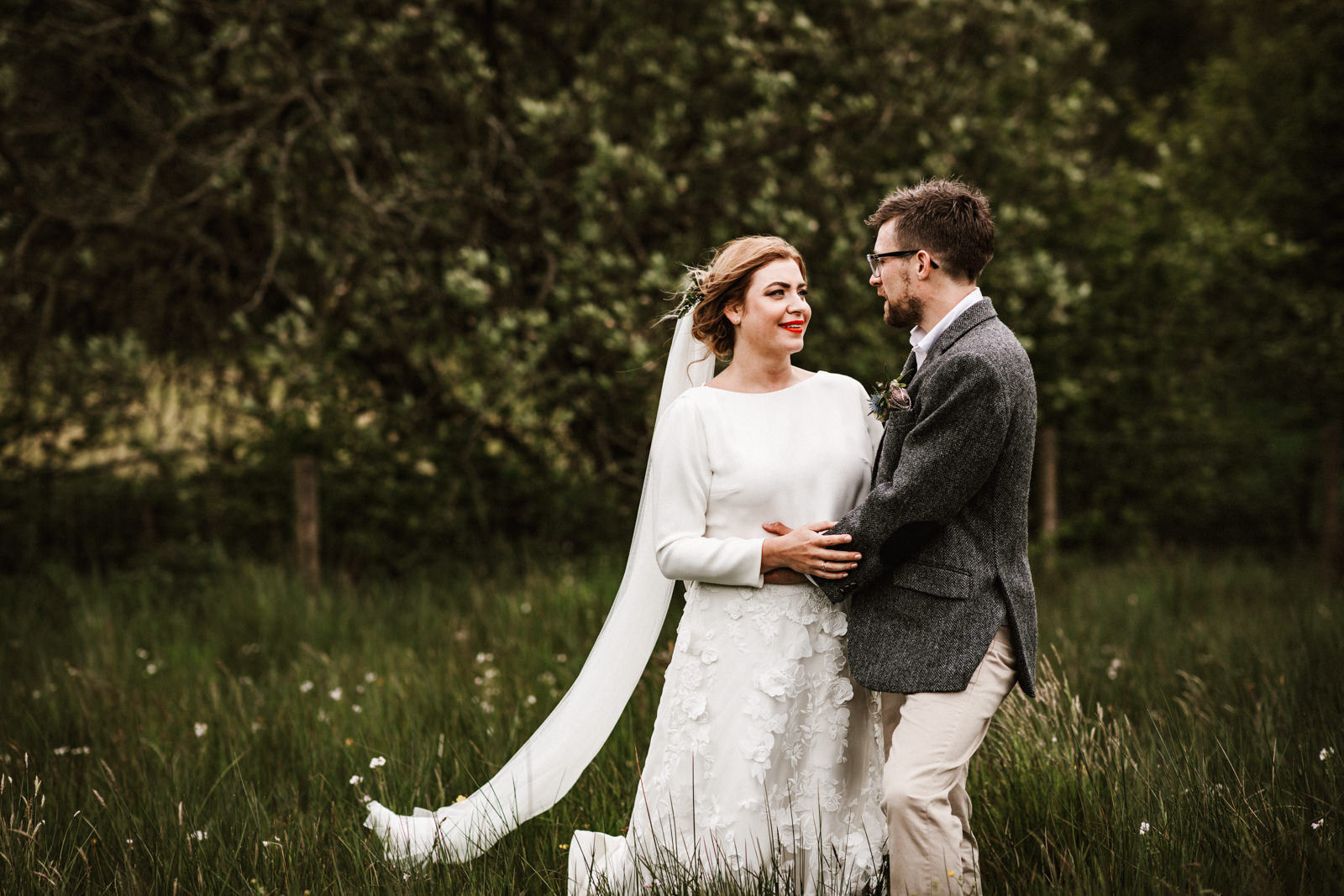 Bride and groom at Hidden river cabins