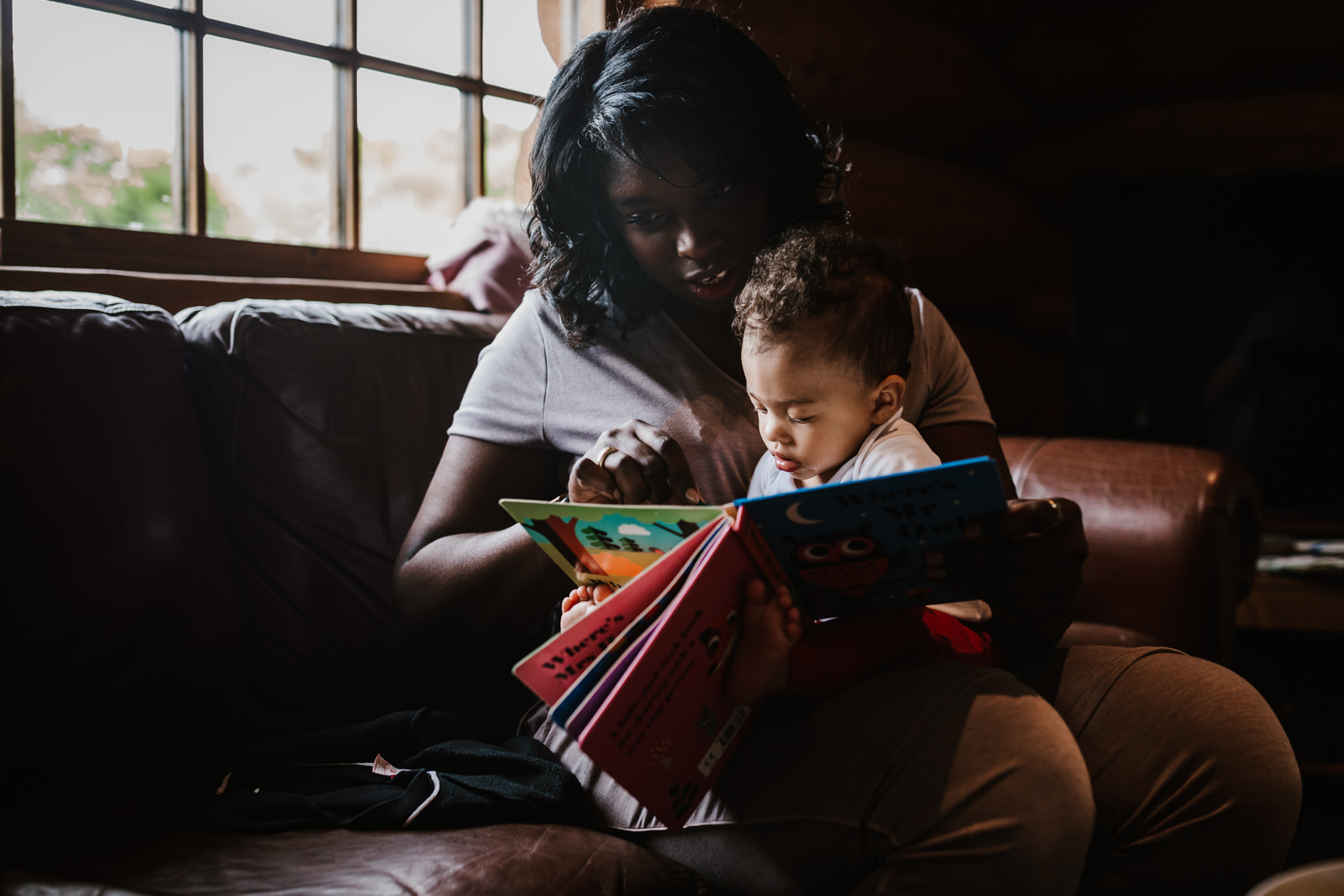 Baby reading a book