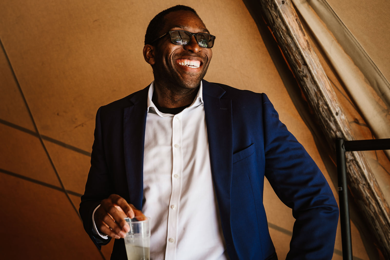 Wedding guest smiling away