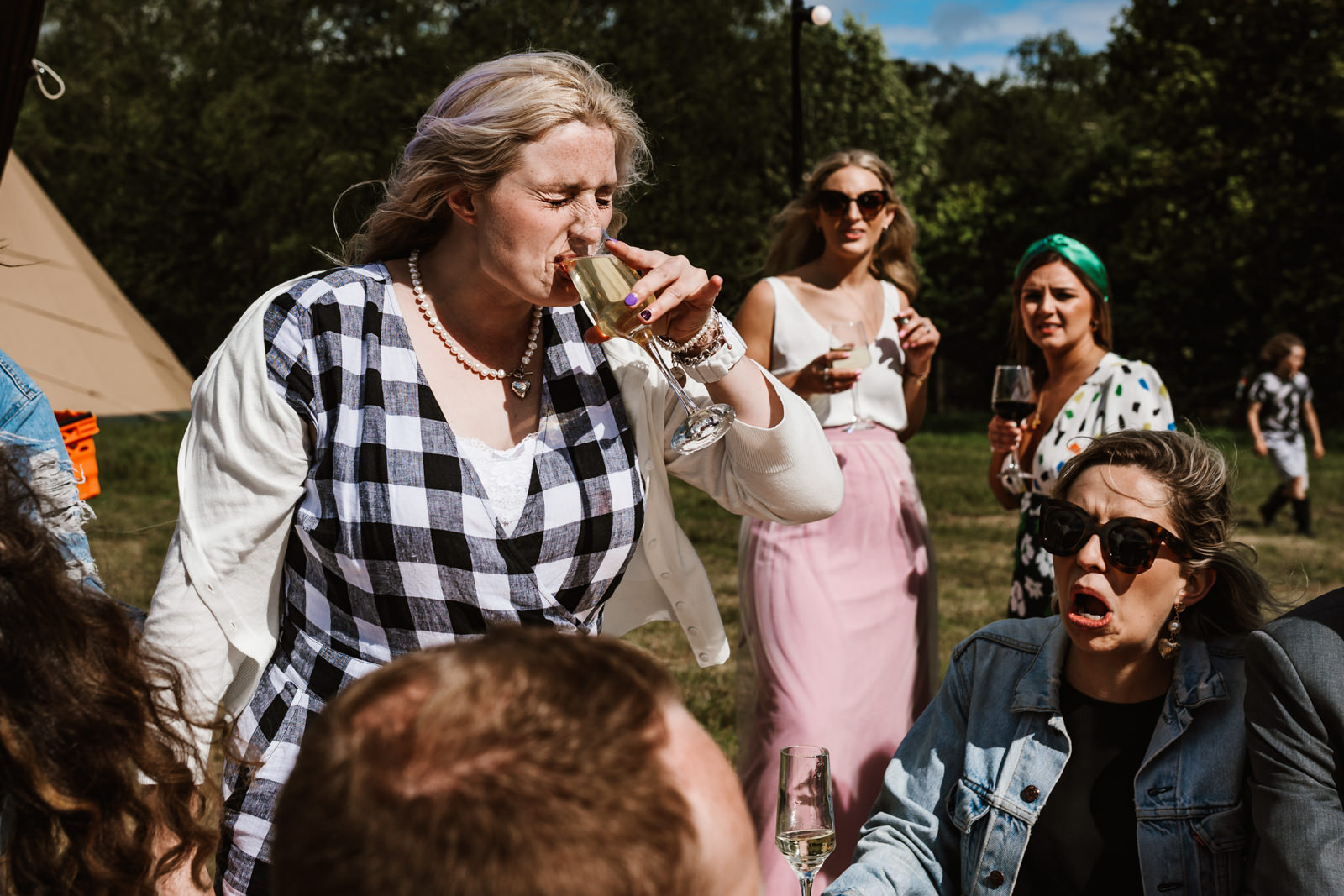 Girl drinking a lot of wine