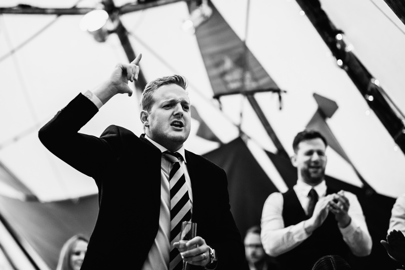 Wedding guest getting excited