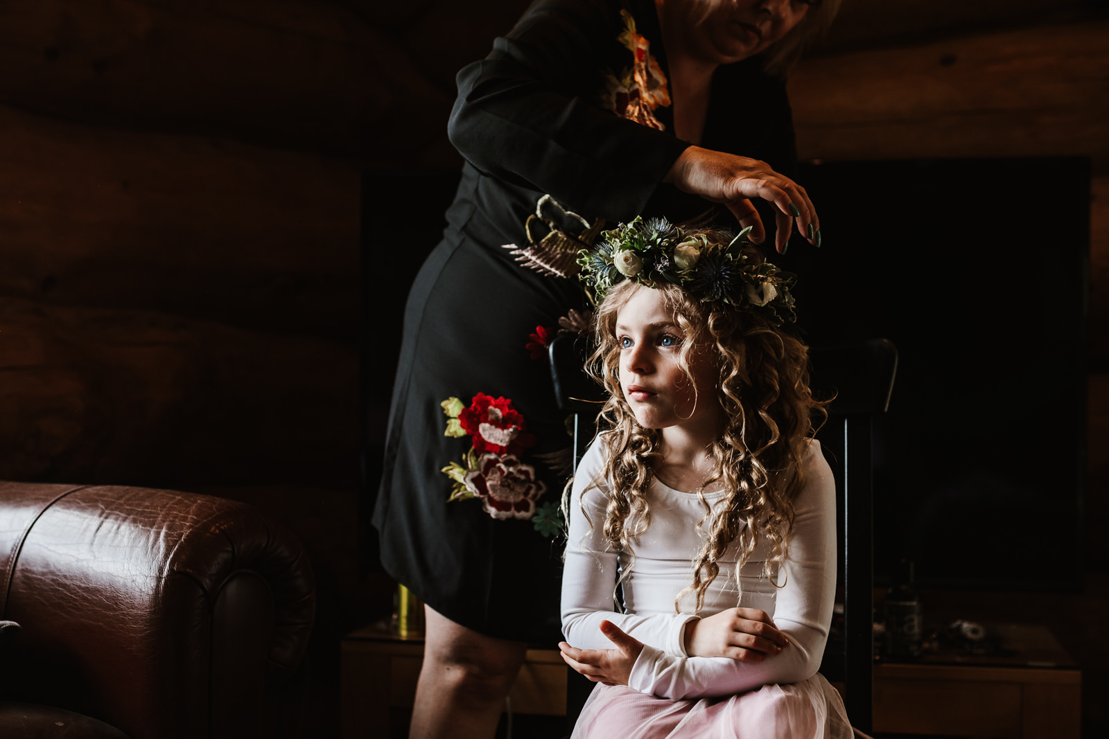 Little girl wearing her flower crown