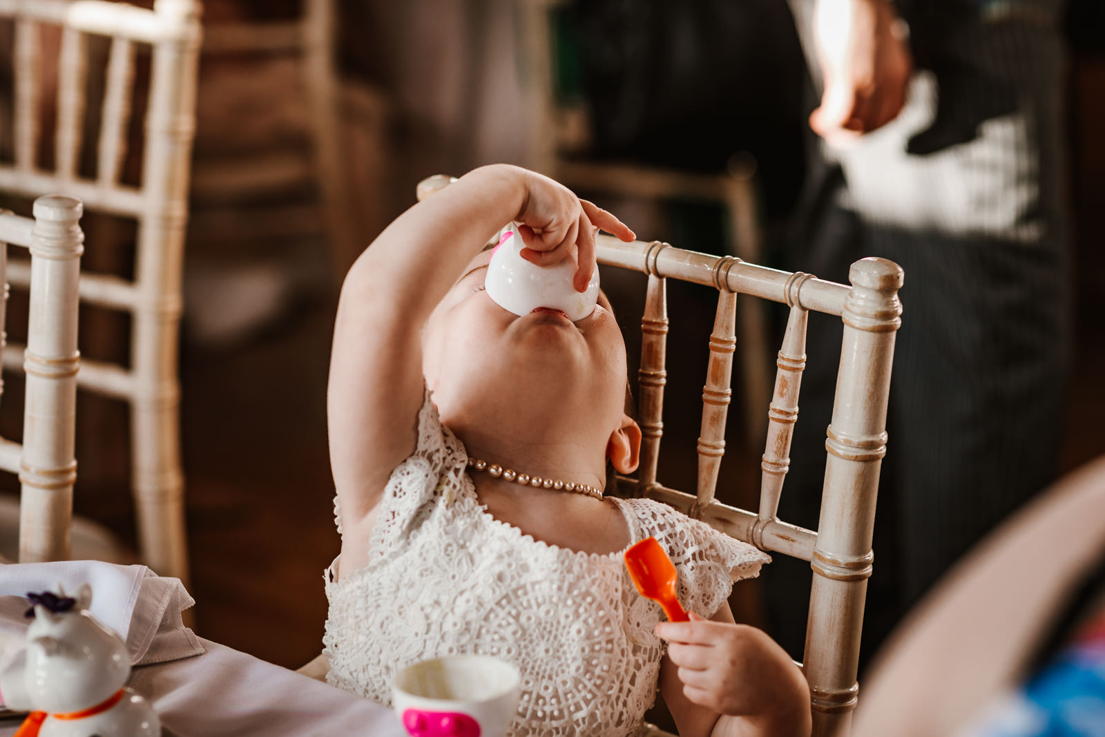 Little girl has a shot