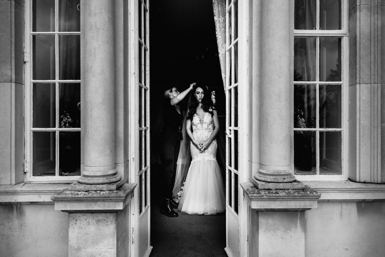 Bride getting ready at eaves hall