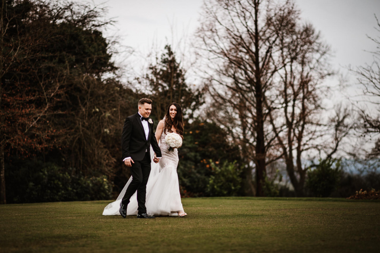 Bride and groom on the lawns