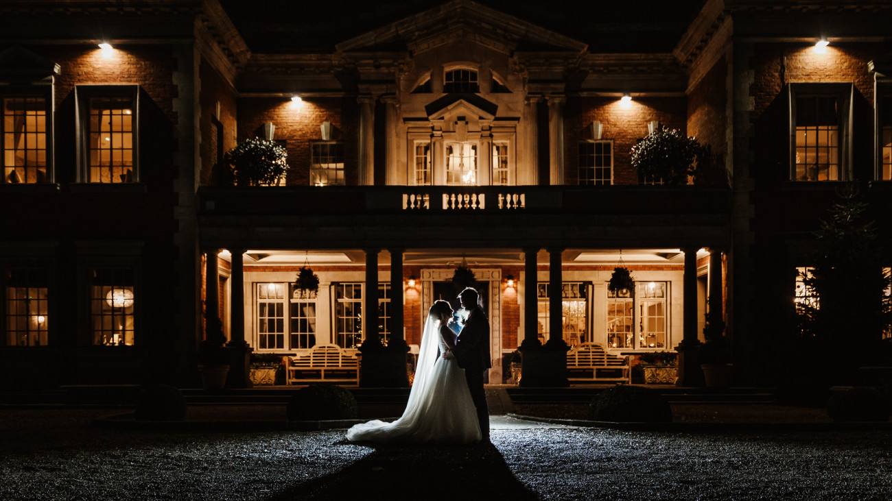 Night photo of Eaves Hall