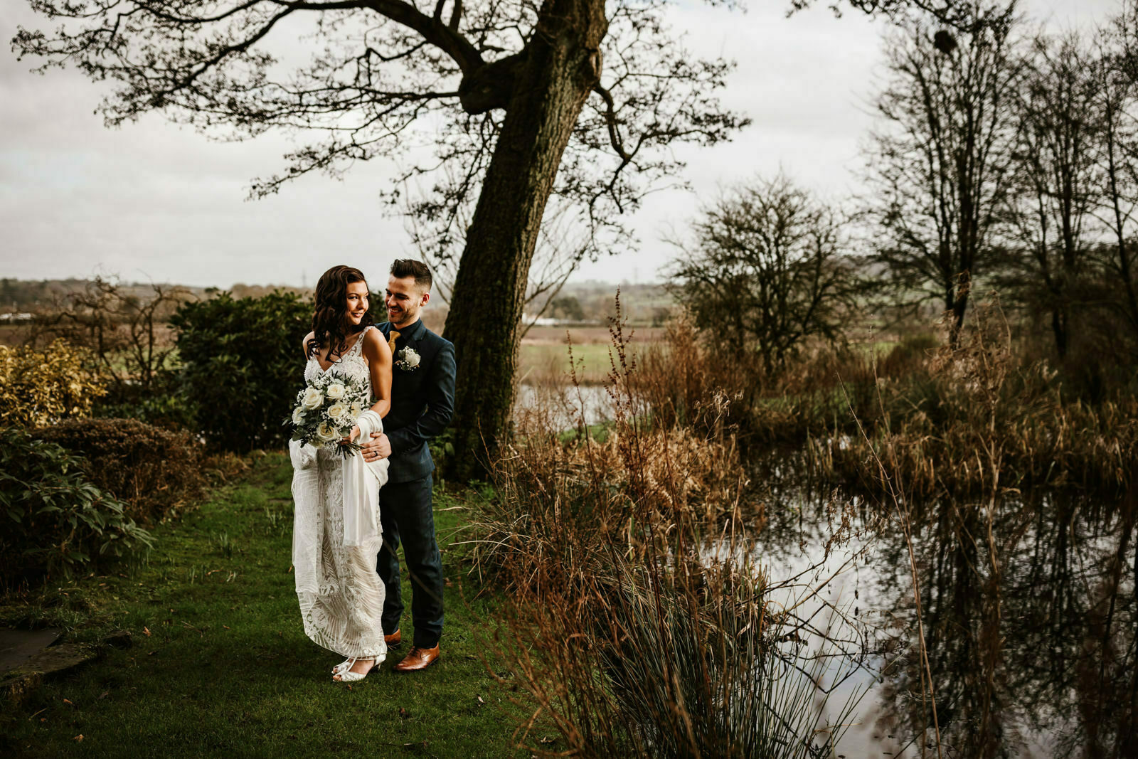 By the pond at Ashes Weddings Barns
