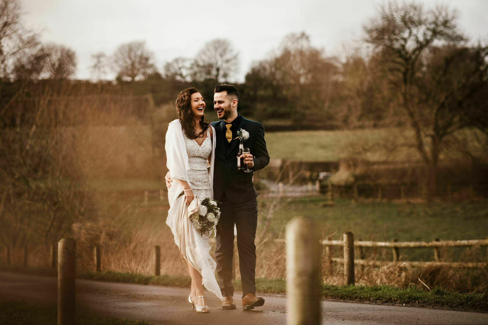 Walking and laughing at The Ashes Barns