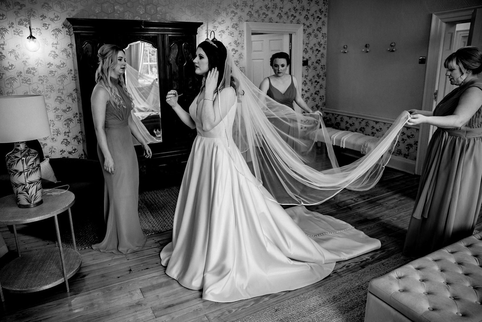 Bridal prep at Rivington Hall Barn