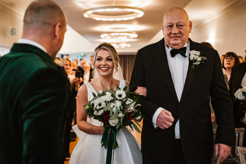 Bride and groom see each other for the first time