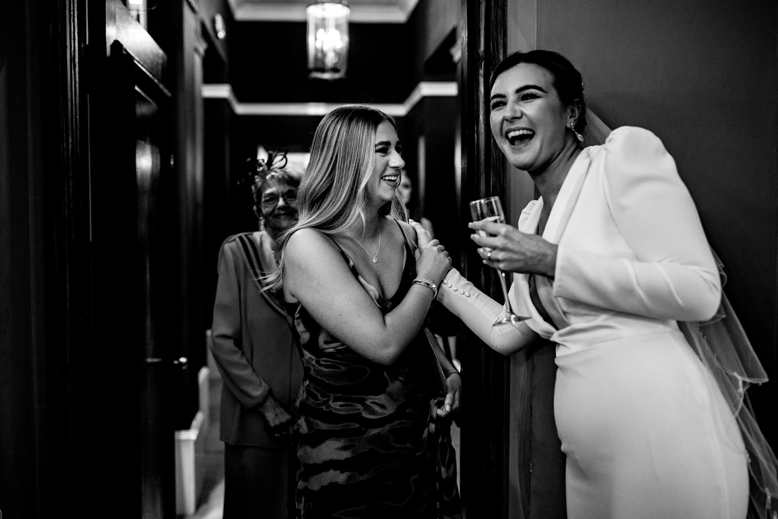 Wedding guest congratulating the bride