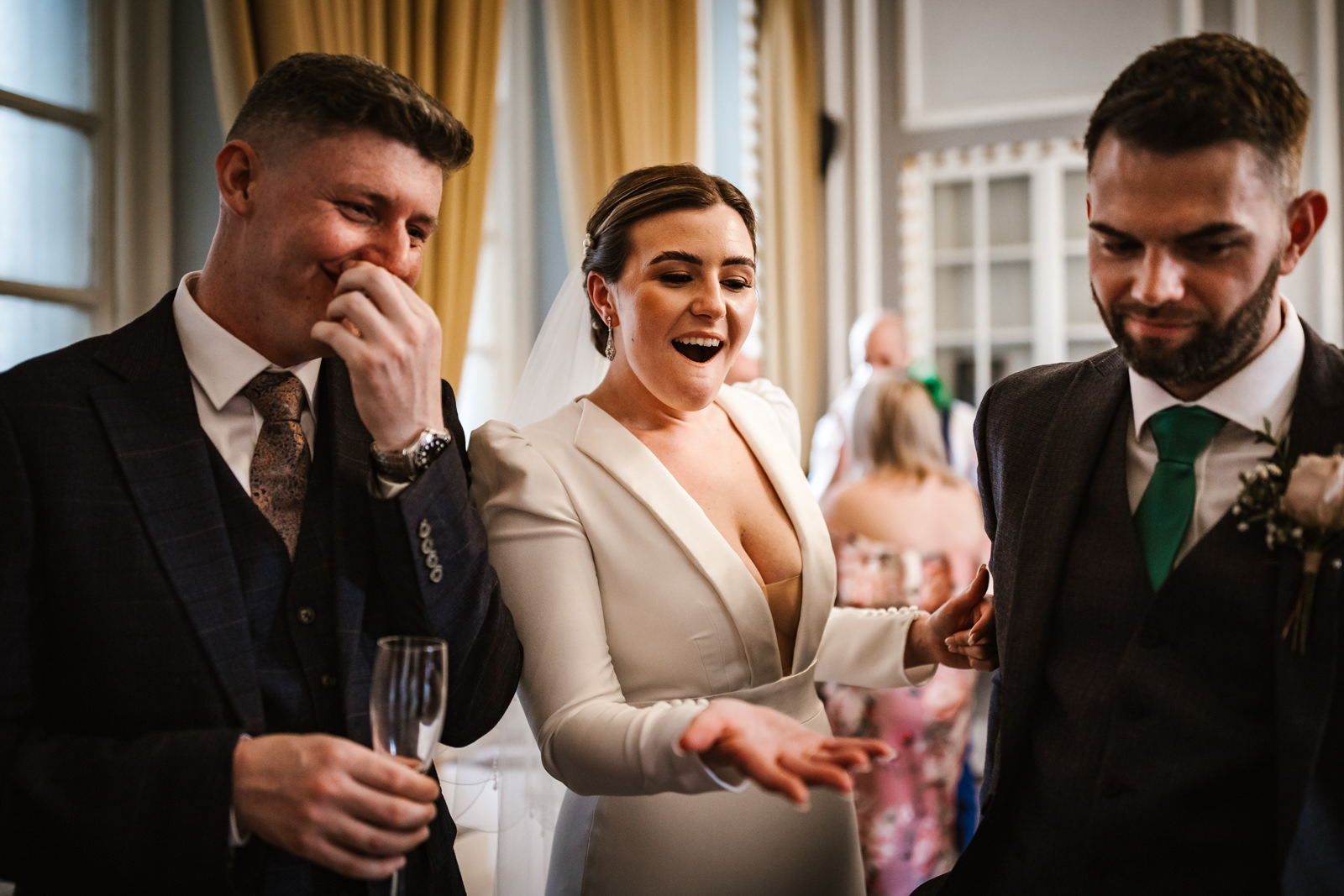 Shocked bride during magic show