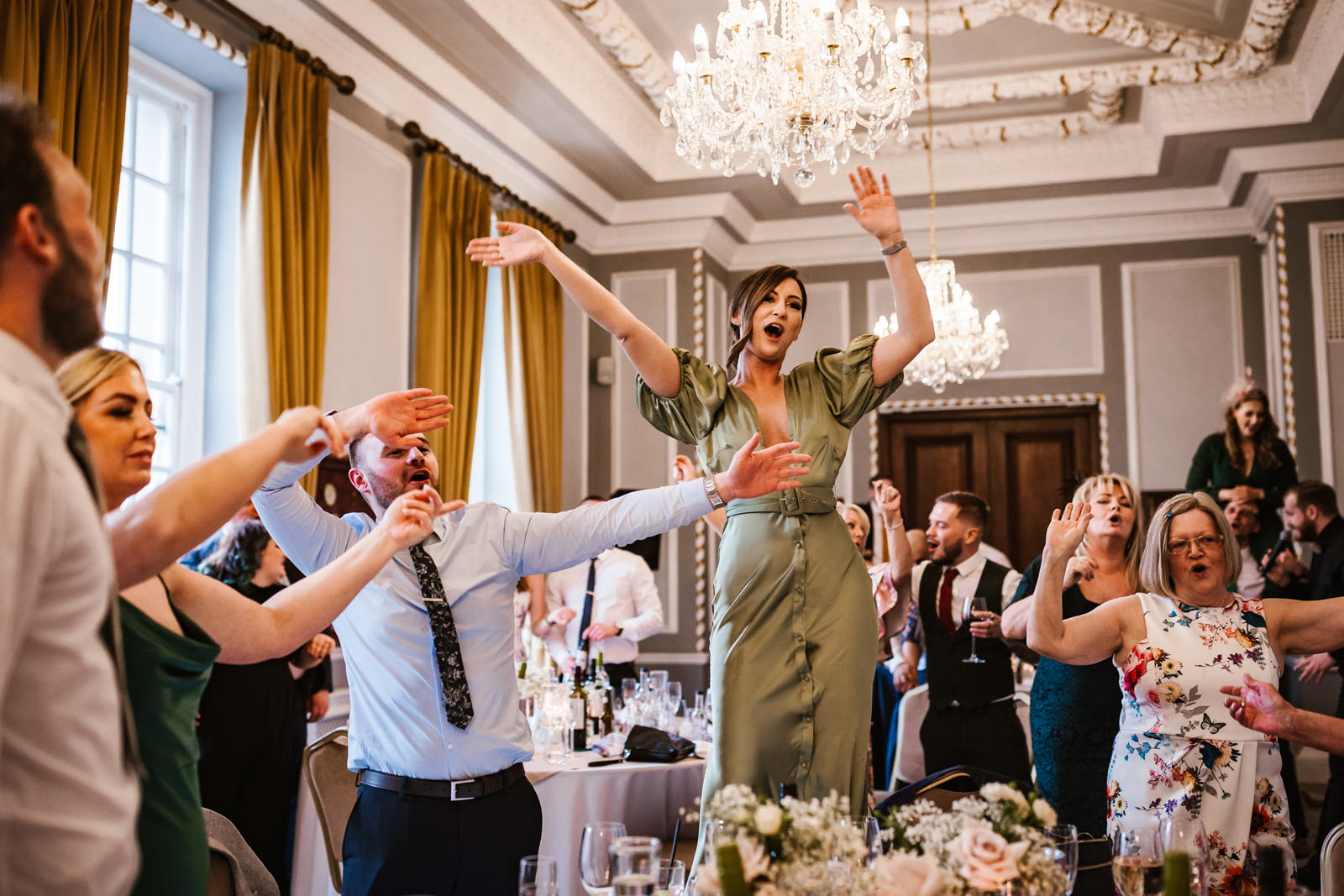 Dancing on the chairs at Manchester Hall
