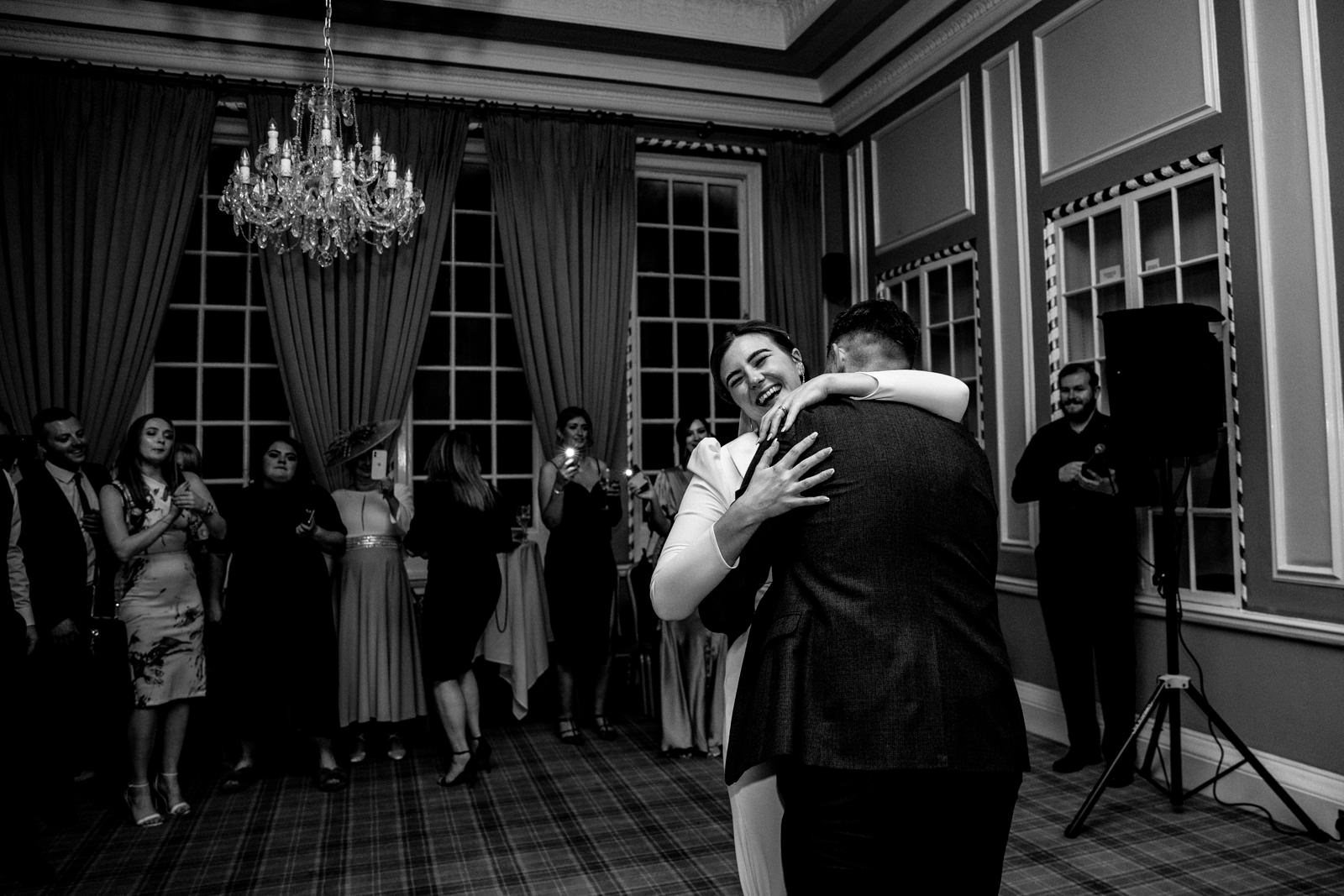 Big hugs during first dance