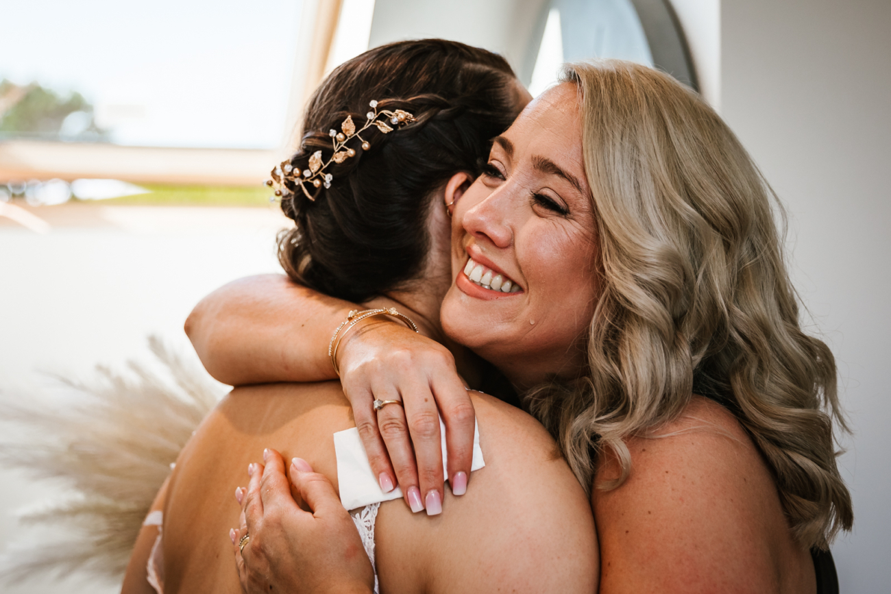 Hugs for the bride