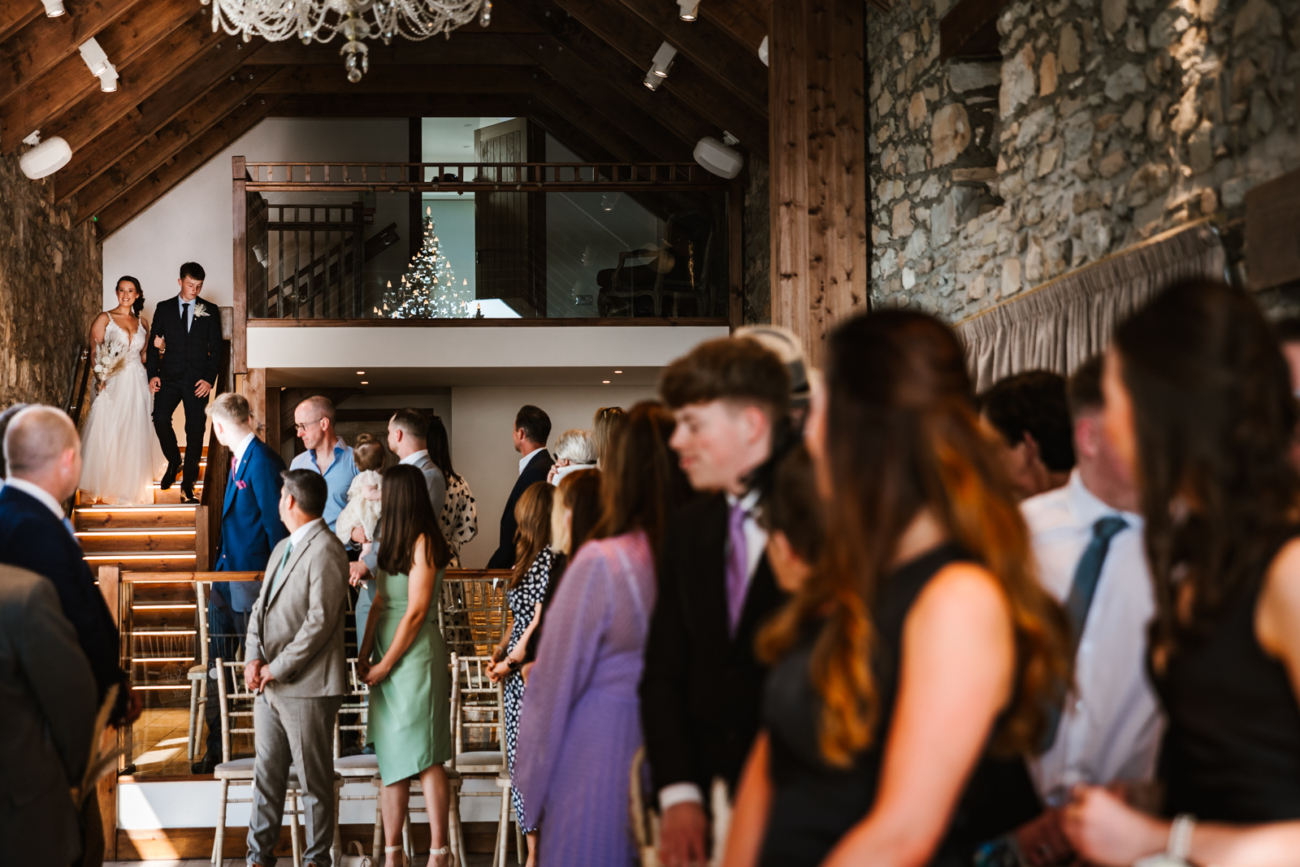 Bride making her way down the aisle at GG's Yard scotland