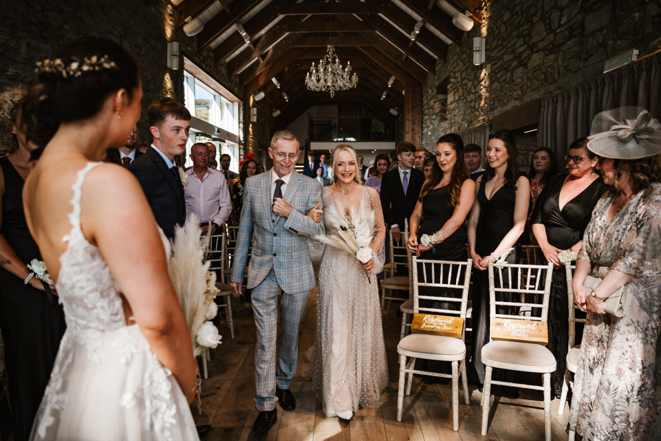 Bride walking down the aisle