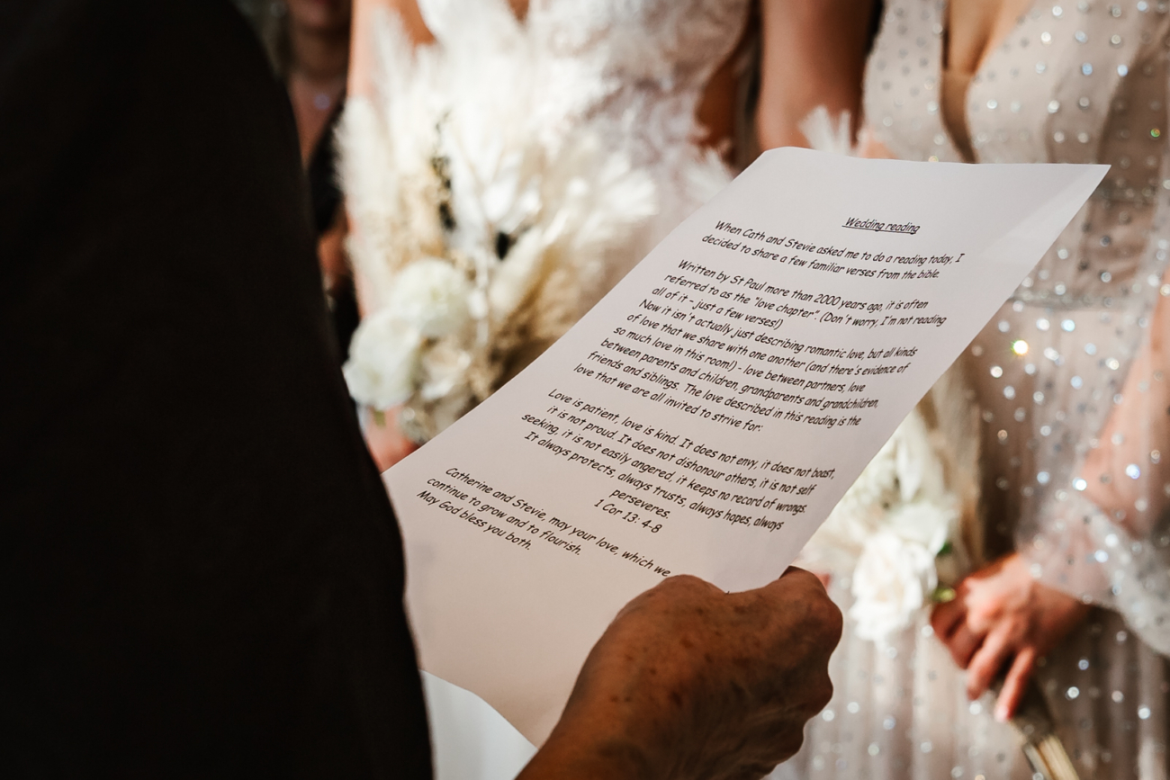 Reading during the ceremony