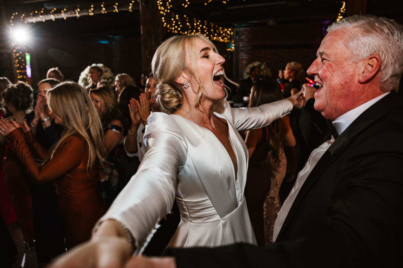 father and daughter dance a the barn at morleys hall