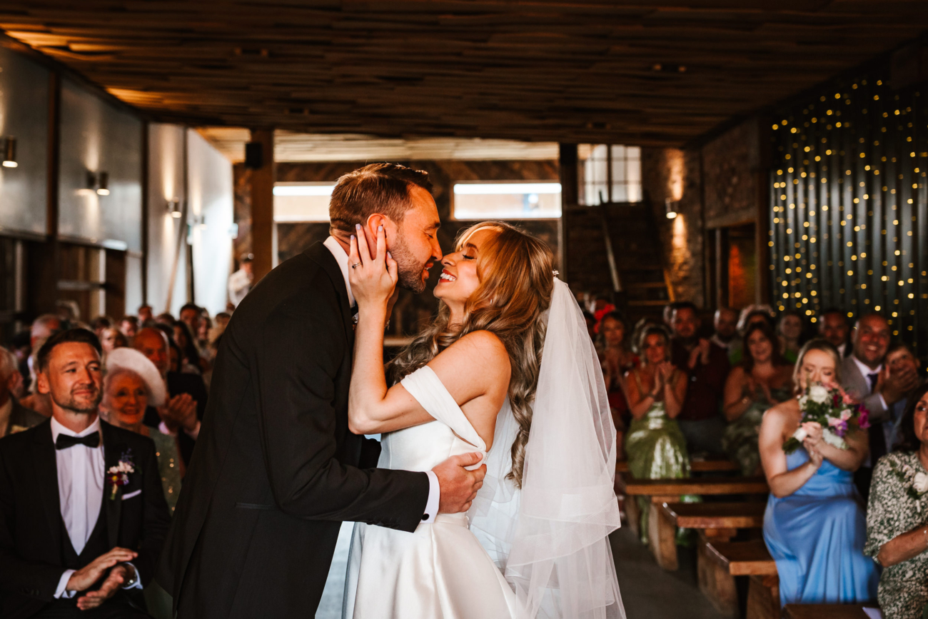 Just married at owen House wedding barn