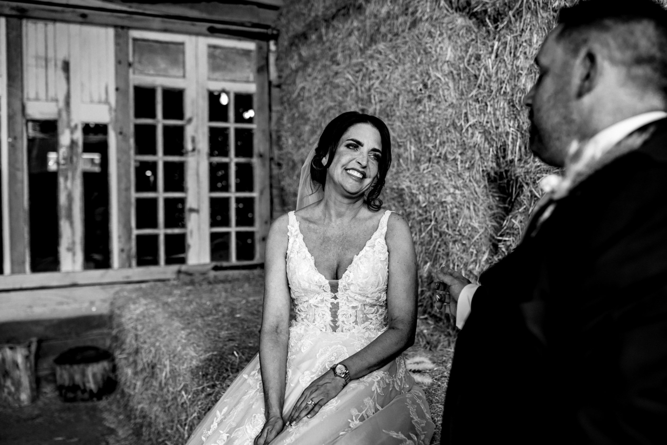 Bride sat with her husband at Owen House