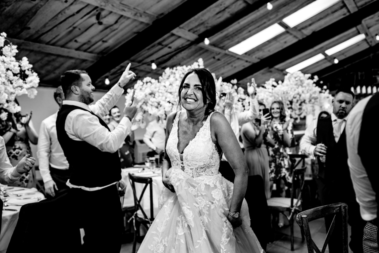 Bride entering room at Owen House