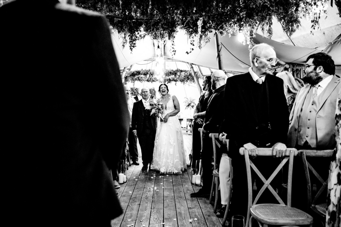 Rylands Farmhouse Wedding 14 Groom first look at his wife to be