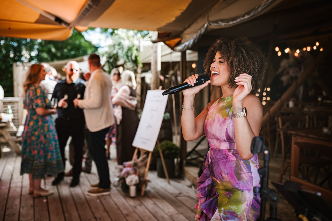 Rylands Farmhouse Wedding 24 wedding singer